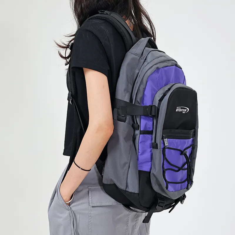 MYEDITION Students Backpack Fabric Black/Purple Unisex-14