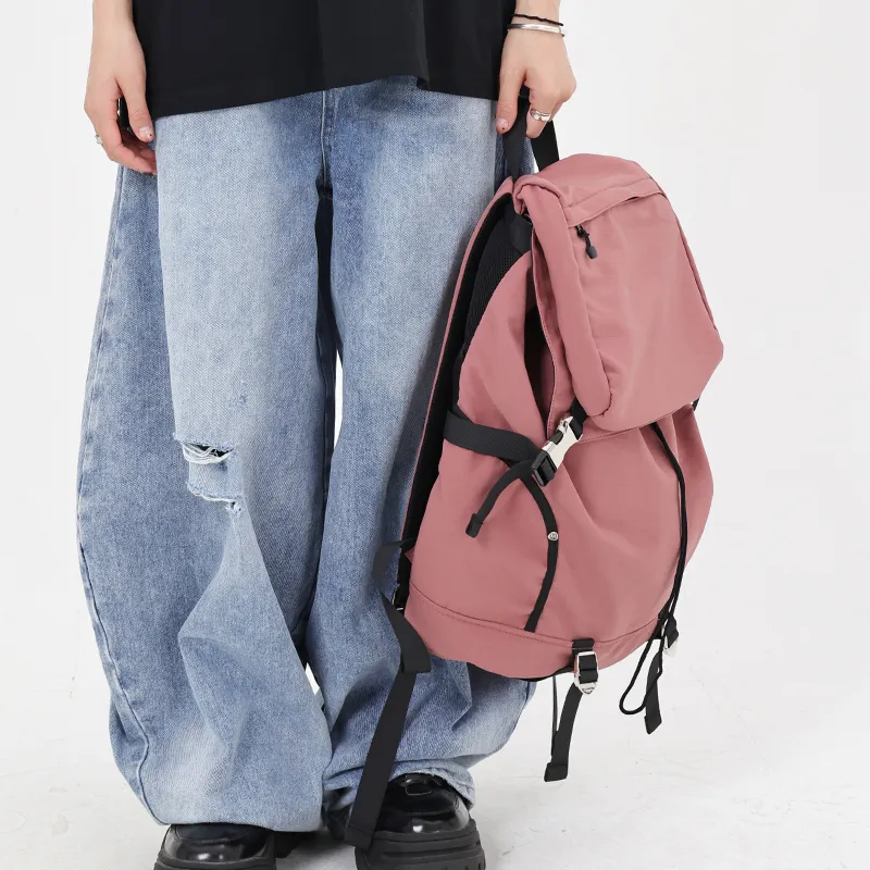 MYEDITION 19L Drawstring Bag Backpack Outdoor Bag Nylon Pastel Pink Unisex-7