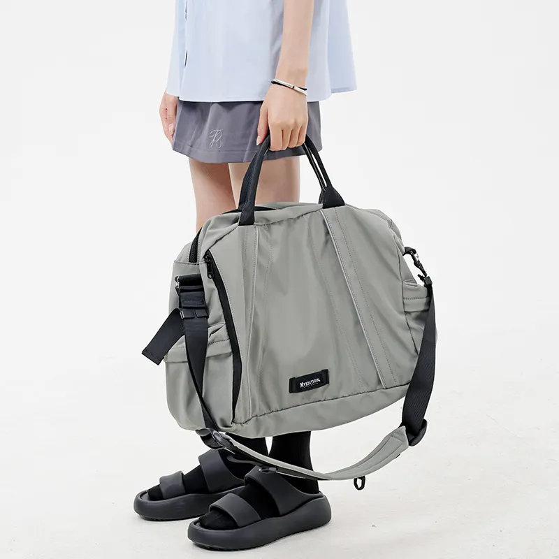 MYEDITION Shoulder Bag, Crossbody Bag, Handbag Tote Nylon Black/Gray Unisex-13