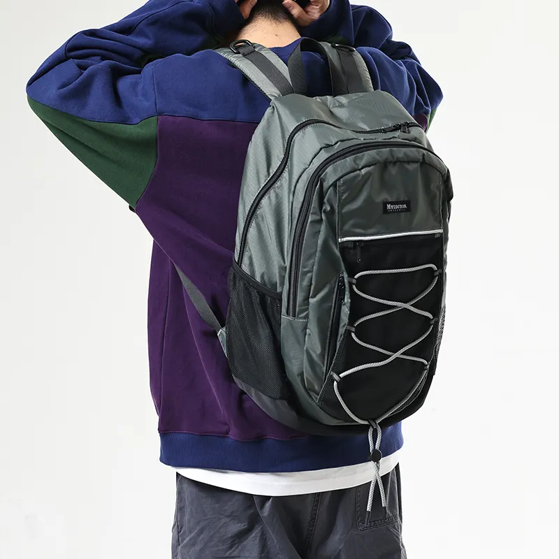 MYEDITION Fitness Travel Backpack University Student Backpack Water Repellent Plaid Fabric Asphalt Gray Unisex-8