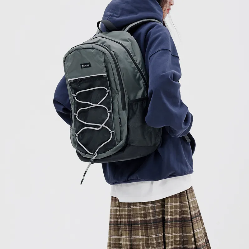 MYEDITION Fitness Travel Backpack University Student Backpack Water Repellent Plaid Fabric Asphalt Gray Unisex-7
