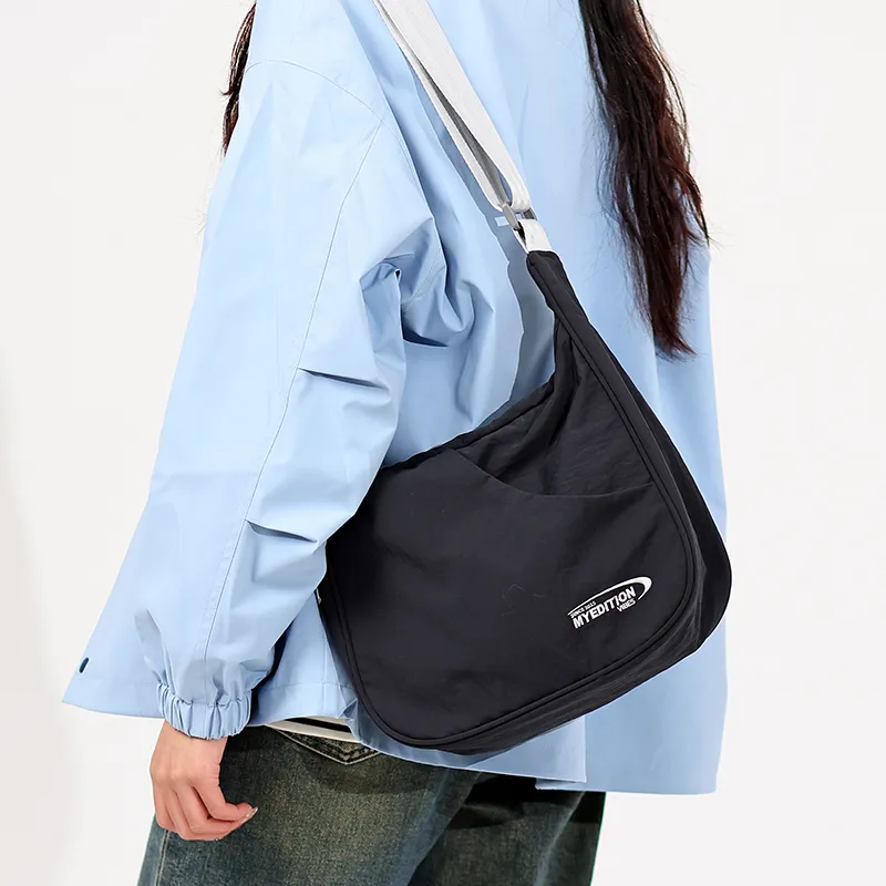MYEDITION 6L Shoulder Bag, Crossbody Bag, Outdoor Bag Nylon Black/Brick Red/Light Blue Unisex-5
