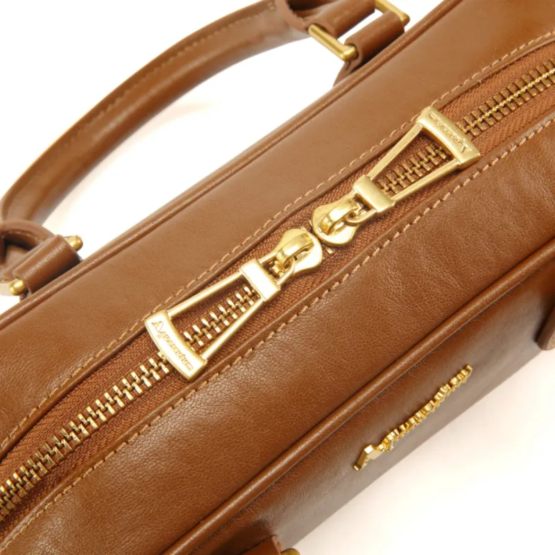 AQUASCUTUM Top Grain Cow Leather Boston Bag, Shoulder Bag, Handbag Regular Unisex Multicolor-4