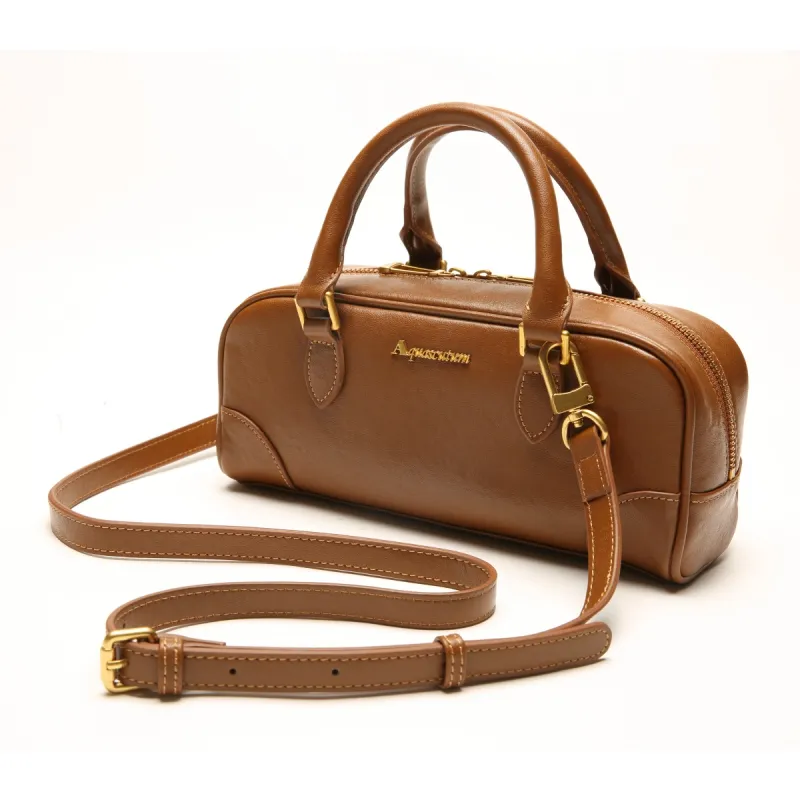 AQUASCUTUM Top Grain Cow Leather Boston Bag, Shoulder Bag, Handbag Regular Unisex Multicolor-1