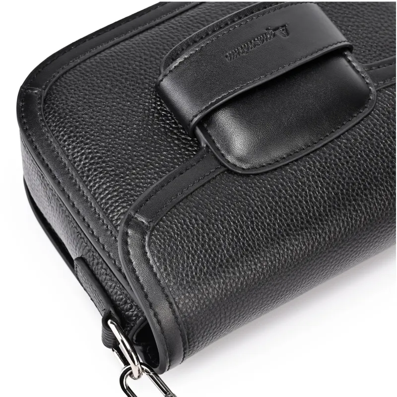 AQUASCUTUM Top Grain Cow Leather Saddle Bag, Crossbody Bag, Shoulder Bag Regular Women's Black-3