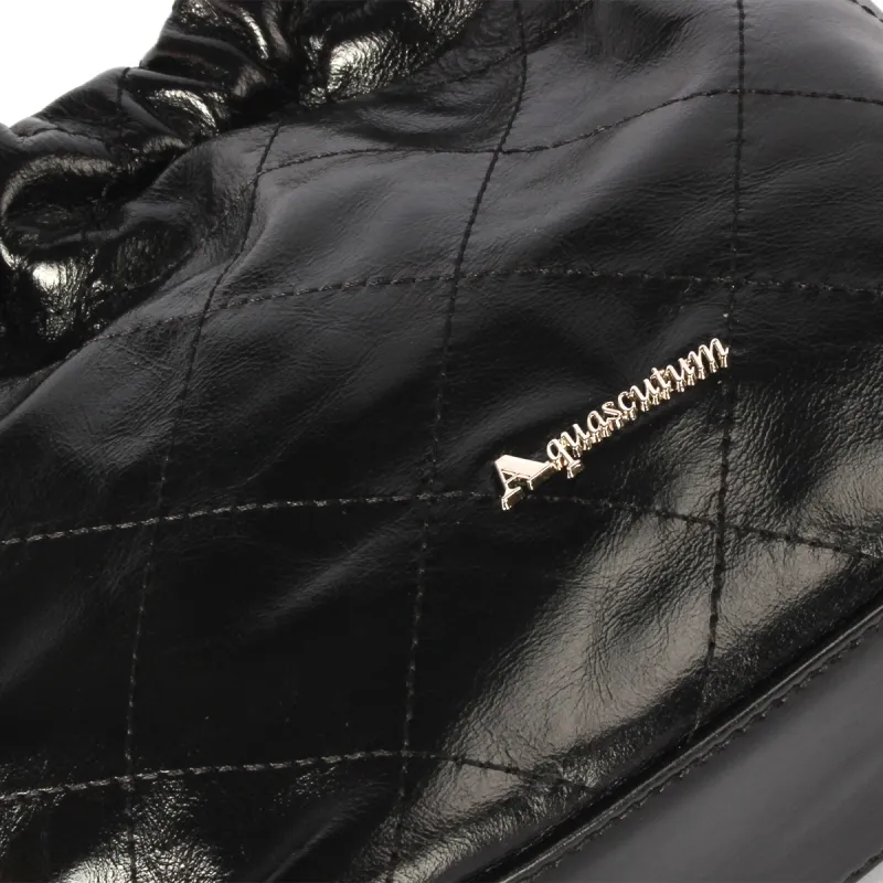AQUASCUTUM Top Grain Cow Leather Underarm Shoulder Bag Women's Black-5