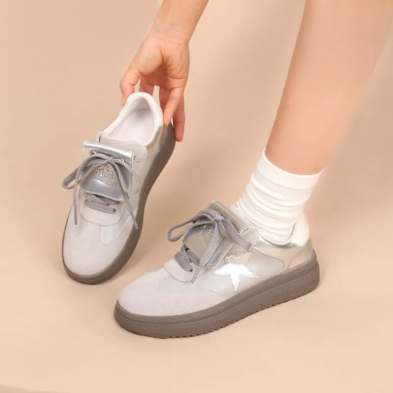 AQUASCUTUM Breathable Low Top Skateboard Shoes Women's Silver Gray-5