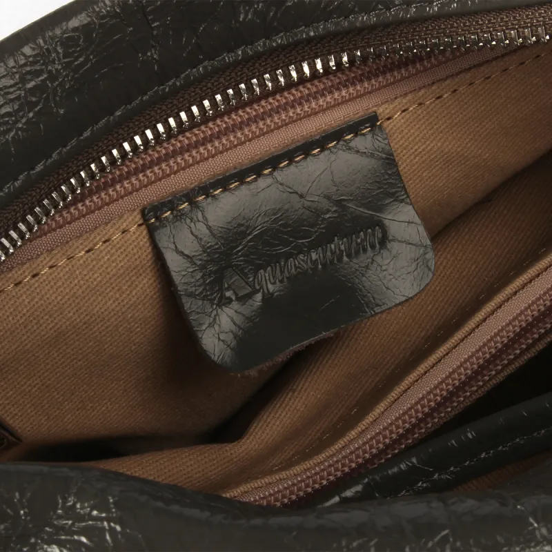 AQUASCUTUM Top Grain Cow Leather Shoulder Bag Women's Concrete Gray-7