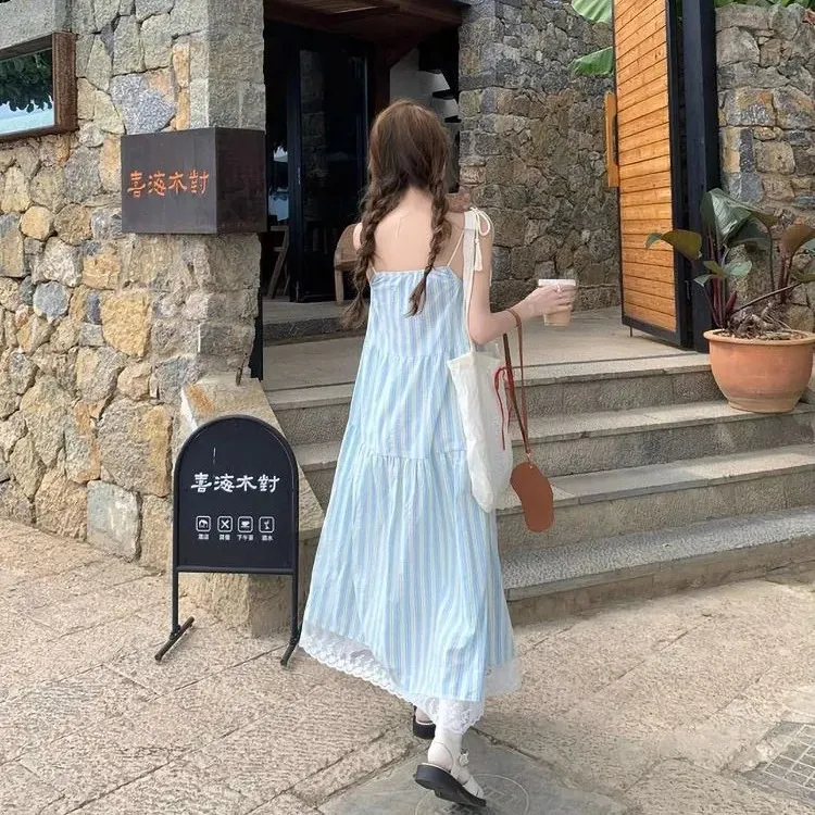 LEMON FAIRY Slip Dresses Women's Blue-6