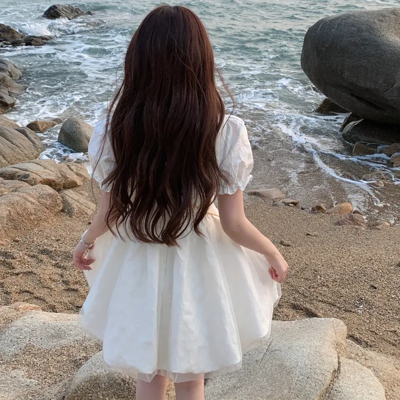 LEMON FAIRY Short Sleeved Dresses Women's White-2