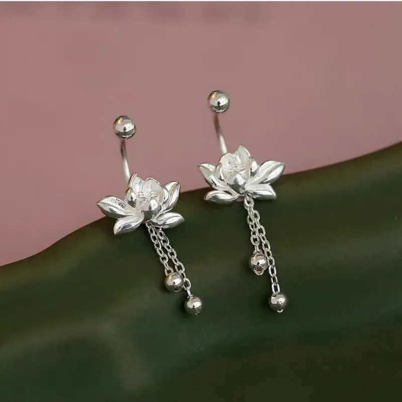 KRNE Zen Feather·Spin Lock Fringe Stud Earrings Unisex-2