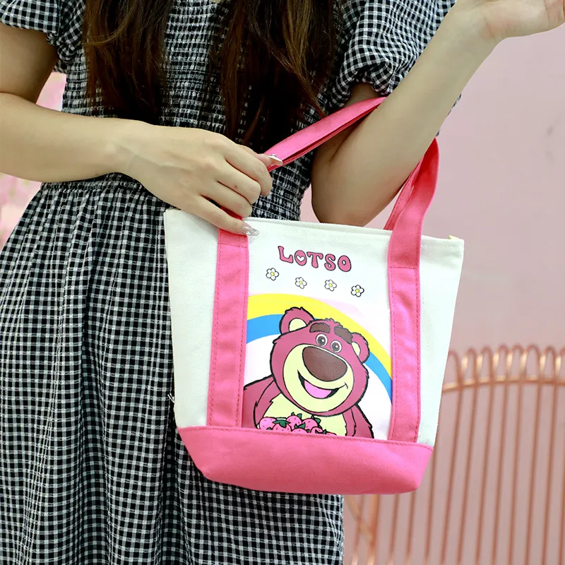 MESUCA Disney, Collaboration Canvas Bag, Tote Bag, Shopping Bag, Handbag Medium Size Unisex Rose Red-4