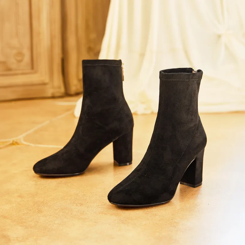 NINE WEST Ankle Boots 8cm Women's Black-3