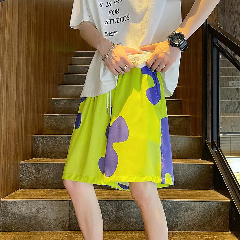 PAINT STAIN Casual Shorts Unisex Green Image Color-3