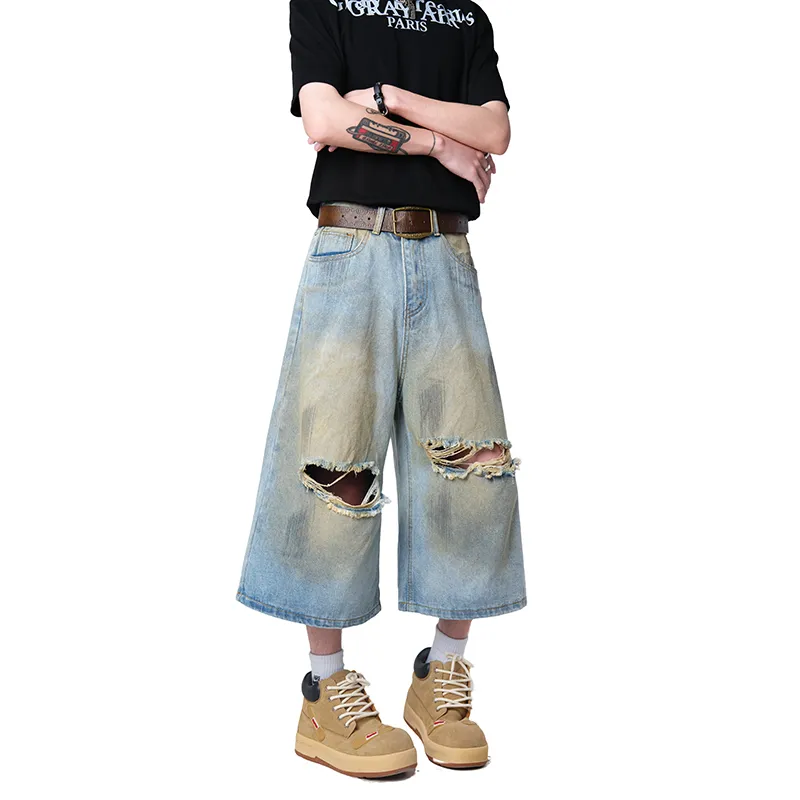 Universal Templates Denim Shorts Unisex Washed Blue-2