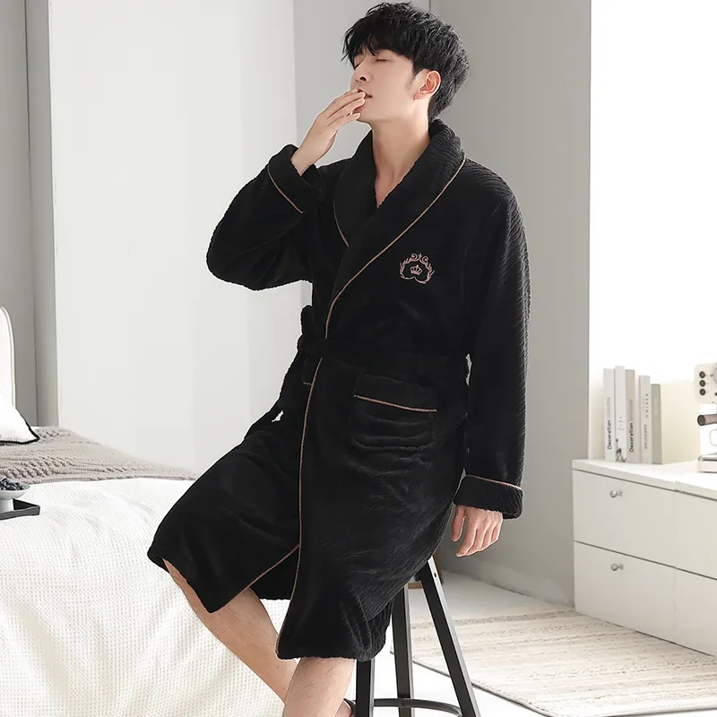 Mulong Family Pajama Robe Men's Black-2