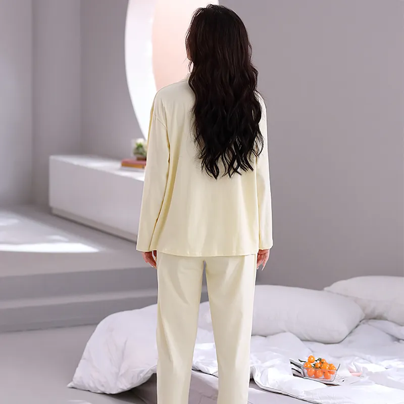 Mulong Family Pajama Set Women's Light Yellow-1