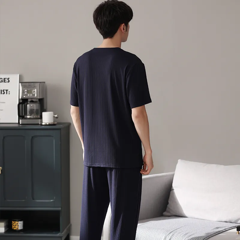 Mulong Family Pajama Set Men's Navy Blue-1