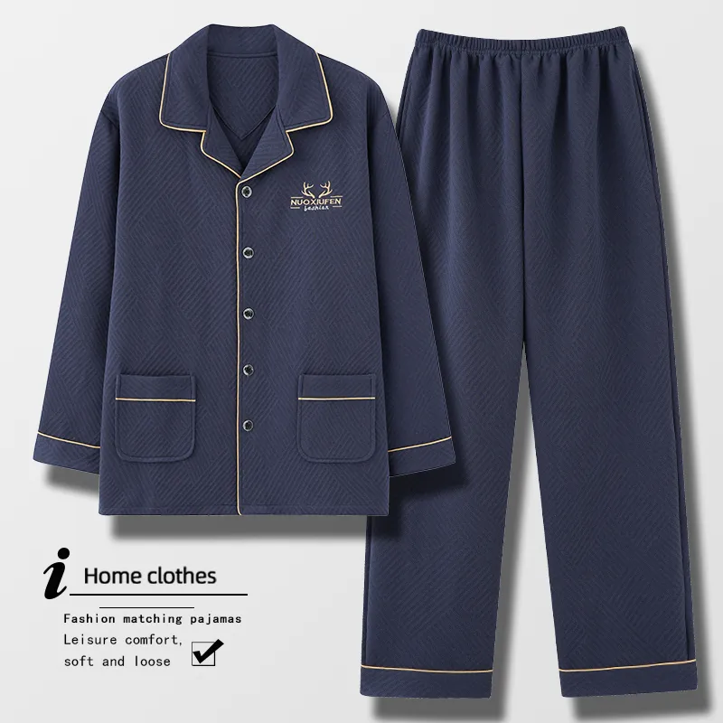 Mulong Family Pajama Set Men's Navy Blue-2