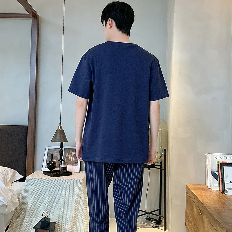 Mulong Family Pajama Set Men's Navy Blue-1