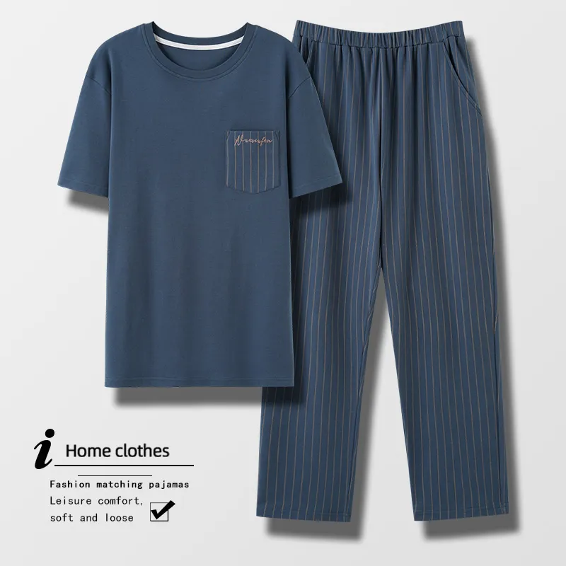 Mulong Family Pajama Set Men's Navy Blue-1