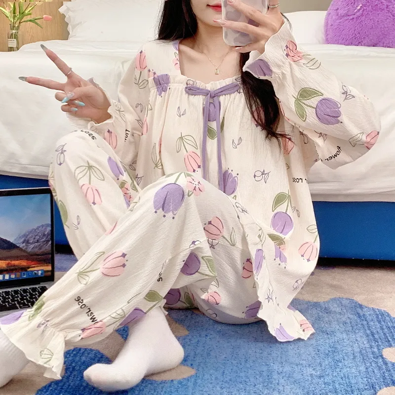 Mulong Family Pajama Set Women's Apricot-2
