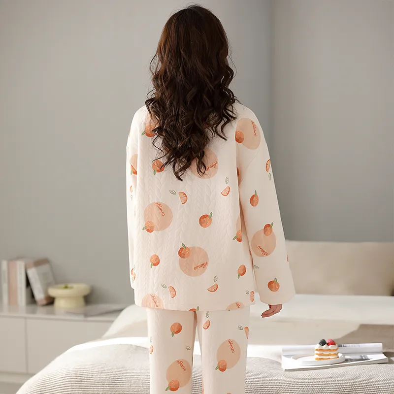 Mulong Family Pajama Set Women's Orange Red-1