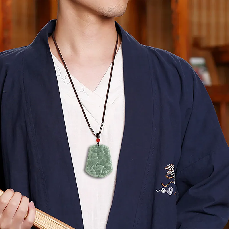 HUISHI Glutinous Jade Jadeite Necklaces Unisex-4