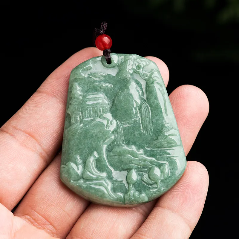 HUISHI Glutinous Jade Jadeite Necklaces Unisex-3