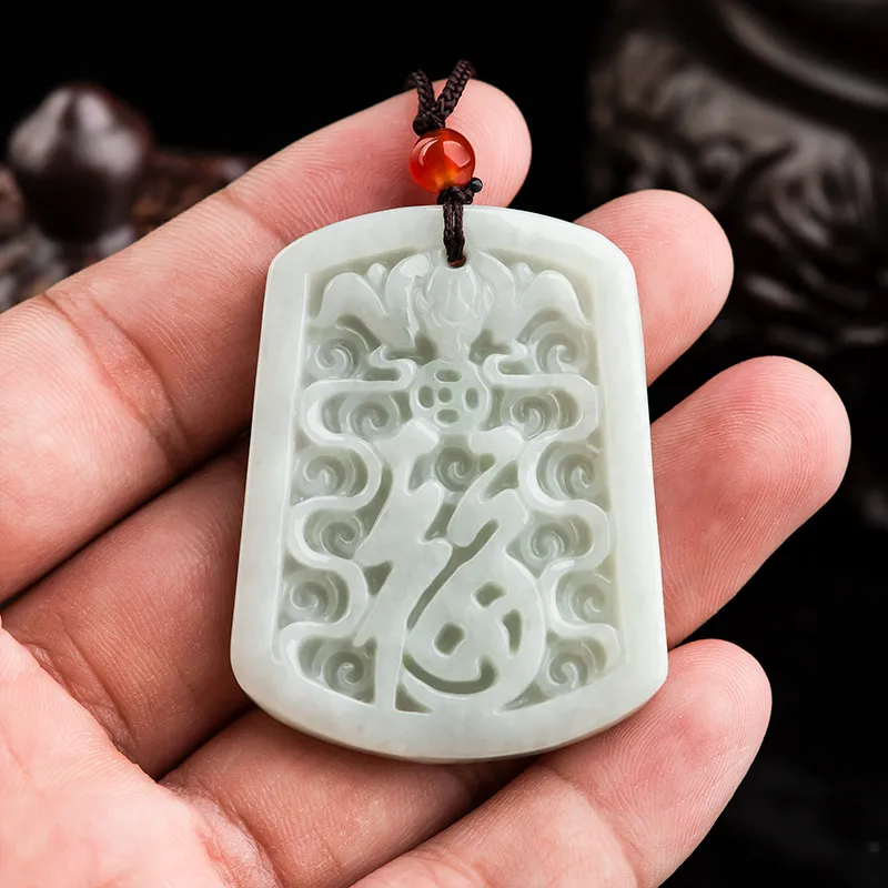 HUISHI Glutinous Jade Jadeite Necklaces Unisex-3