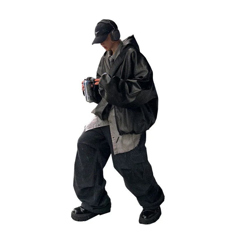 RHIME Leather Jacket Unisex Black-1