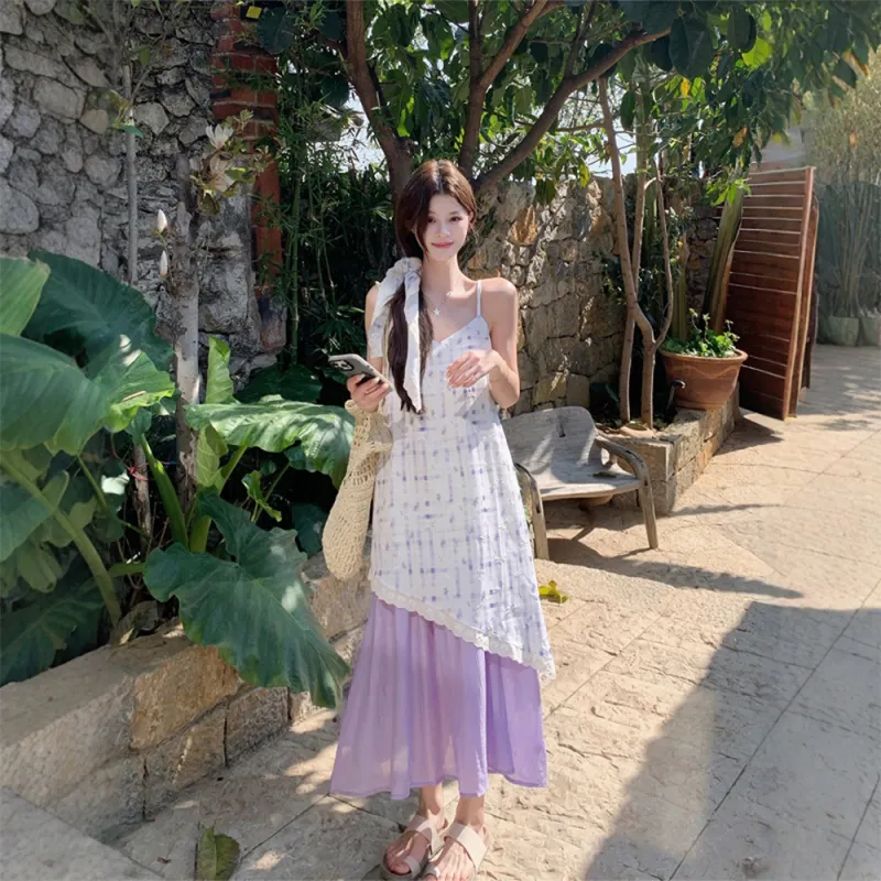 FLIM Slip Dresses Women's Purple-3