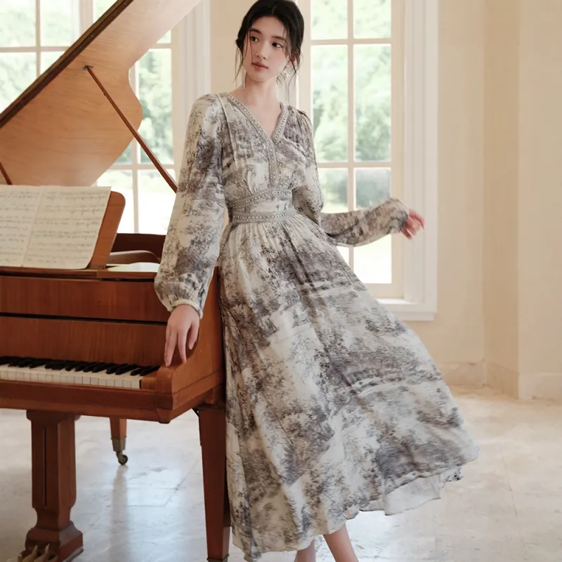 FLIM Long Sleeved Dress Women's Gray-3
