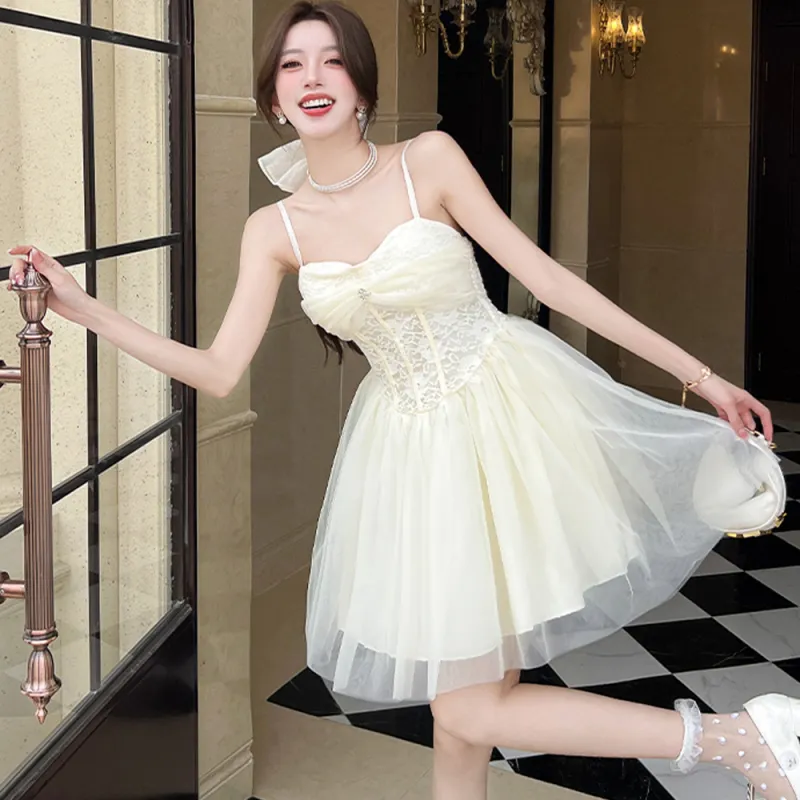 FLIM Slip Dresses Women's White-2