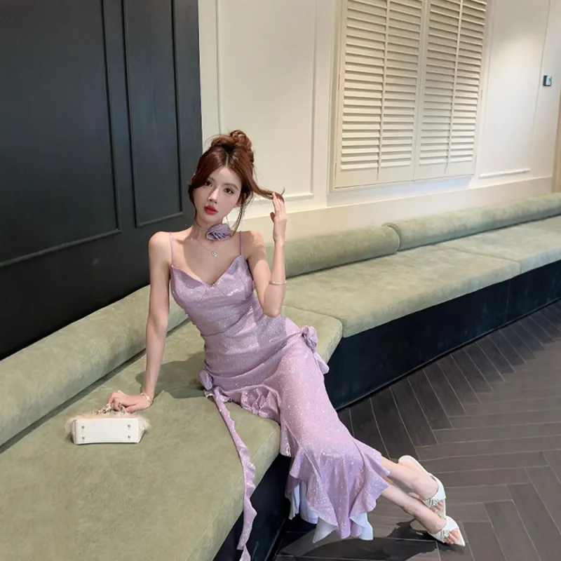 FLIM Slip Dresses Women's Purple-7
