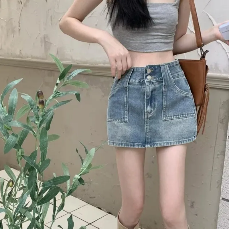 FLIM Denim Short Skirts Women's Blue-3
