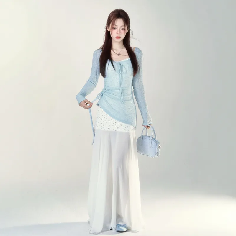 FLIM Two Piece Skirt Sets Women's White Set-4