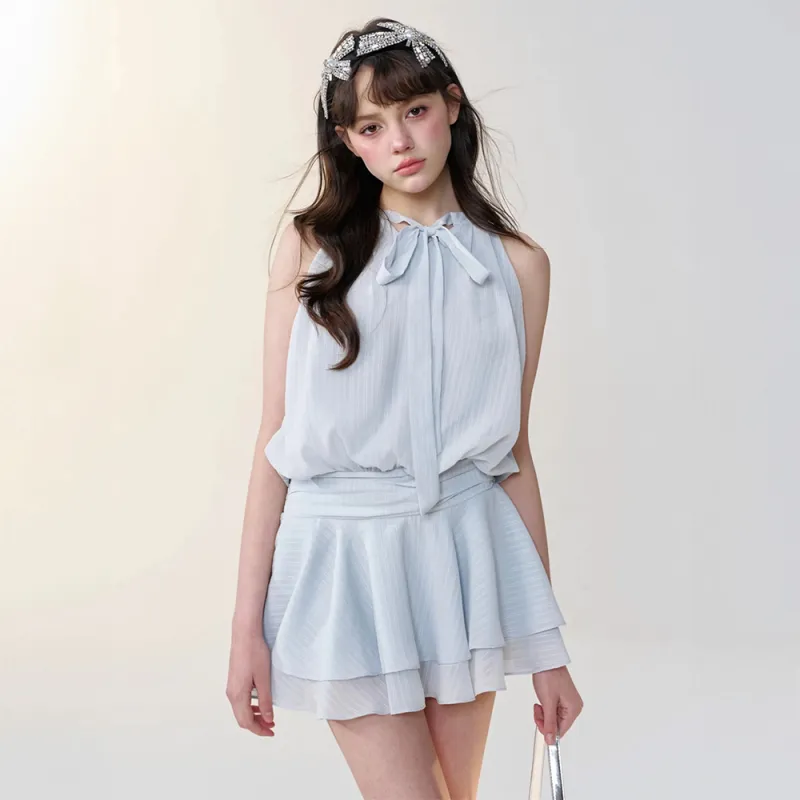 FLIM Sleeveless Dresses Women's Blue-4
