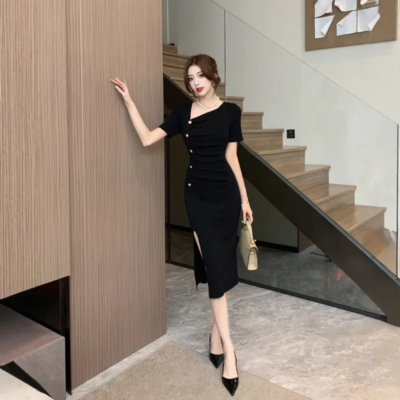FLIM Short Sleeved Dress Women's Black-5