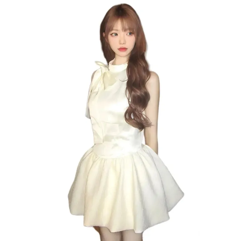 FLIM Sleeveless Dresses Women's Cream Apricot-3