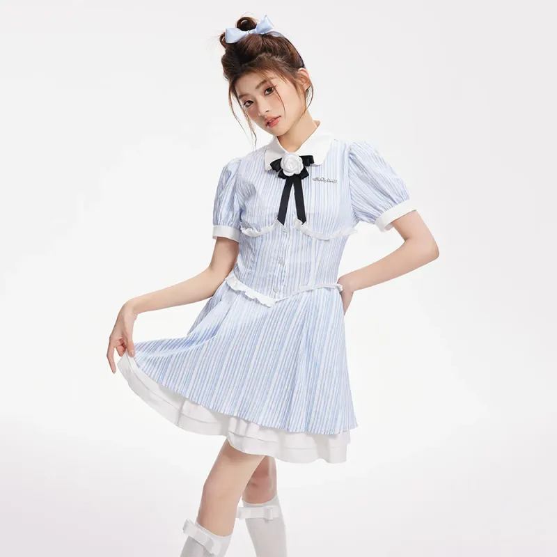 FLIM Short Sleeved Dress Women's Blue-10