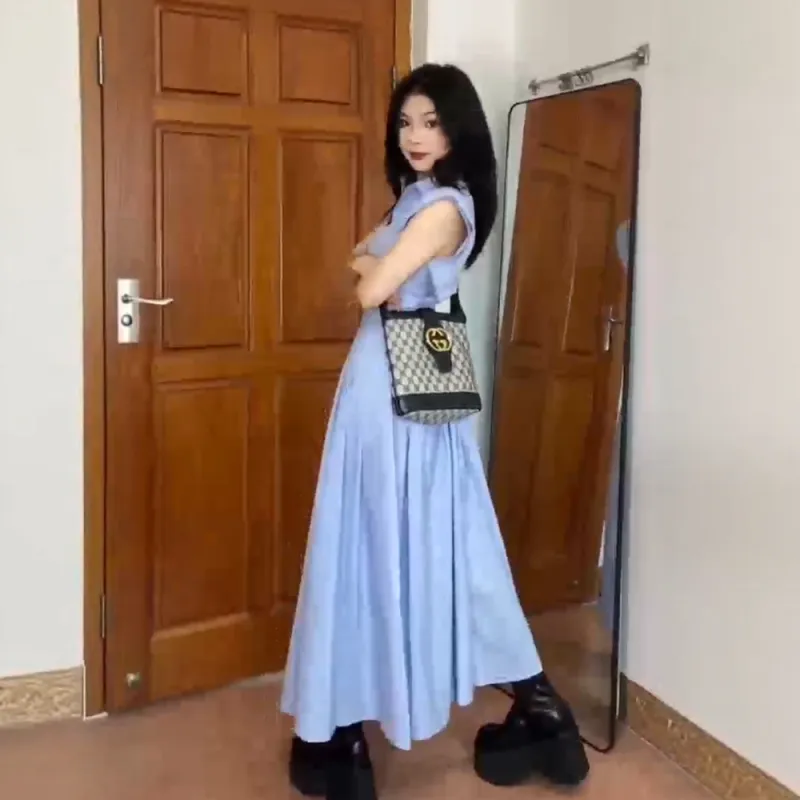 FLIM Sleeveless Dresses Women's Blue-2