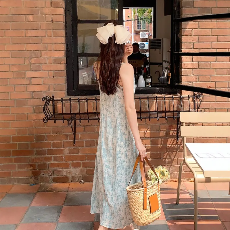 FLIM Slip Dresses Women's Blue-6