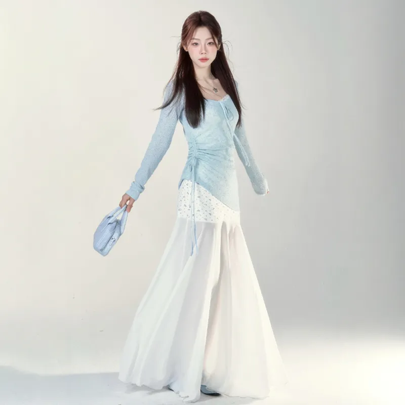 FLIM Two Piece Skirt Sets Women's White Set-3