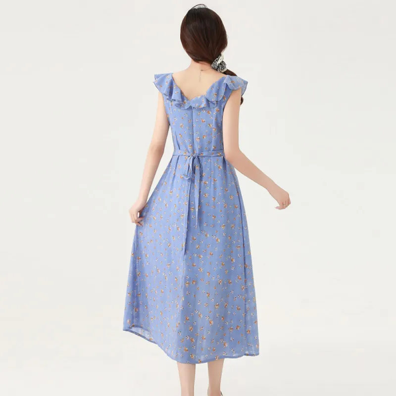 FLIM Sleeveless Dresses Women's Blue-3