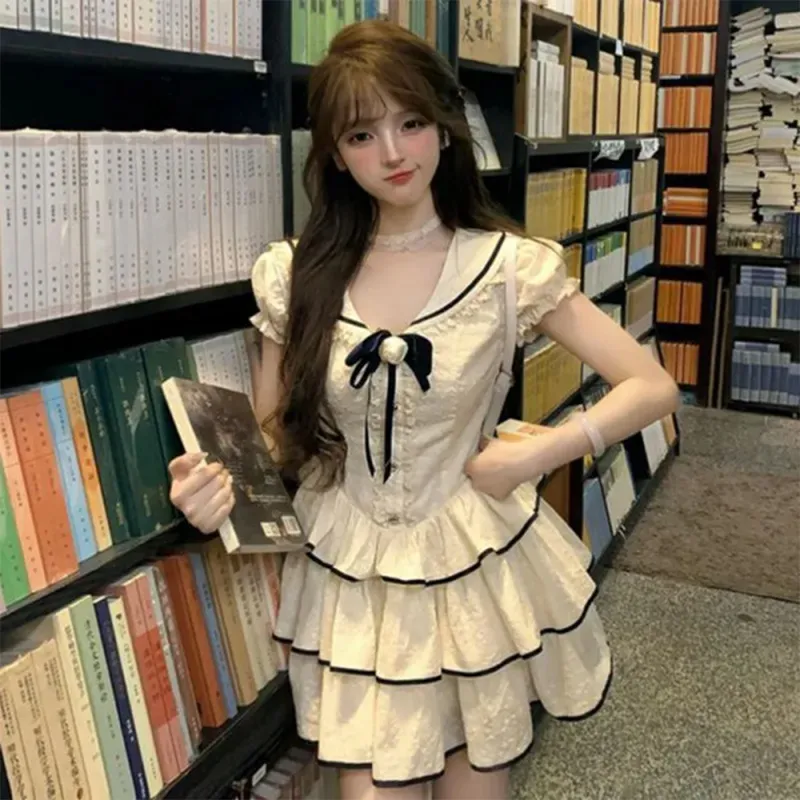 FLIM Short Sleeved Dress Women's White-3