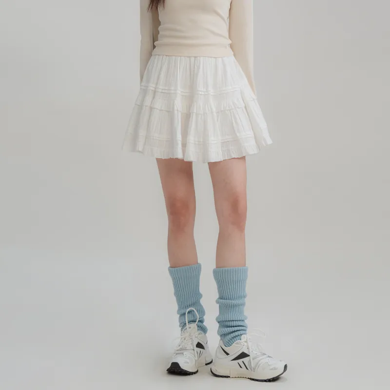 FLIM Casual Short Skirts Women's White-4