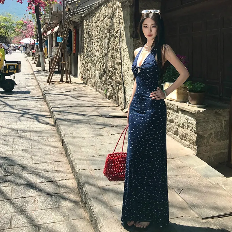 FLIM Sleeveless Dresses Women's Navy Blue-3