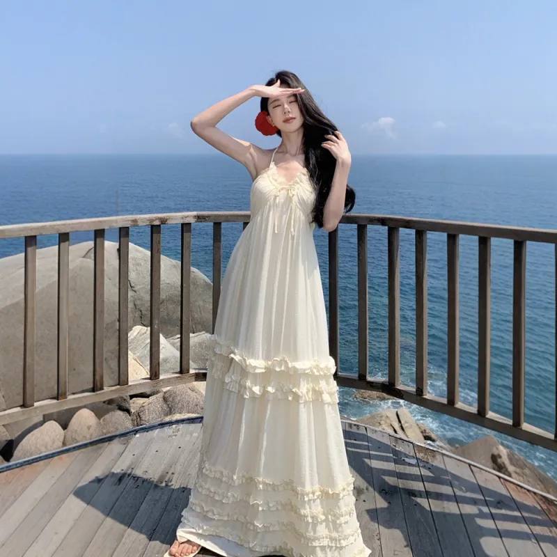 FLIM Slip Dresses Women's White-3