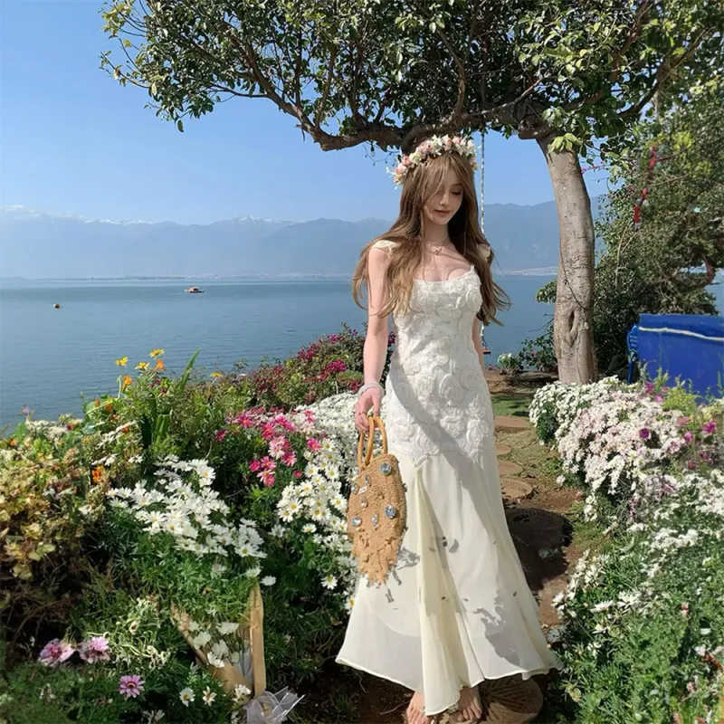 FLIM Slip Dresses Women's White Bear Box-4
